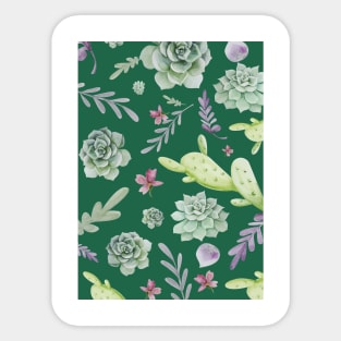 Cactus and Wreath Watercolor Pattern 2 Sticker